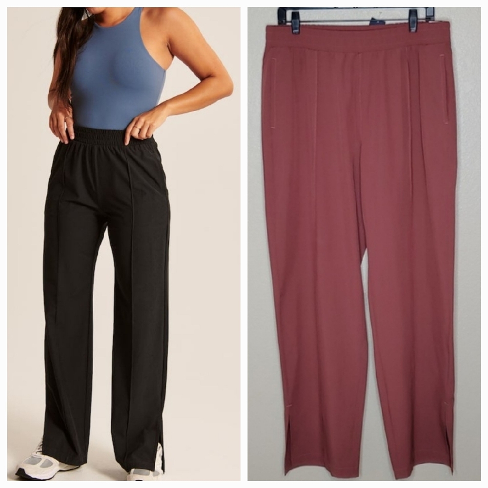 Abercrombie and Fitch NWT Large Faded Rose Red Traveler Track Pants Split hem